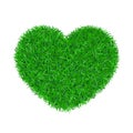 Heart green grass 3D. Green grass love land isolated white background. Ecology garden, heart-shape. Bio texture Royalty Free Stock Photo