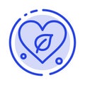 Heart, Green, World, Save Blue Dotted Line Line Icon