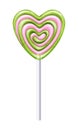 Heart gren and pink lollipop candy vector illustration.