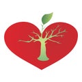 Heart and growing tree