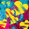 Heart and grunge texture abstract pattern psychedelic graffiti