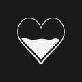 Heart half of blood icon. Medicine symbol. Valentine's Day sign, emblem isolated on black background, Flat style for graphi