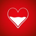Heart half of blood icon. Medicine symbol. Valentine's Day sign, emblem isolated on red background, Flat style for graphic