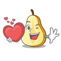 With heart half of pear isolated on cartoon