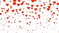 Heart halftone Valentine`s day background. Red and pink falling hearts on white. Vector illustration Royalty Free Stock Photo