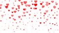 Heart halftone Valentine`s day background. Red and pink hearts on white. Vector illustration