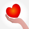 Heart and hand concept of helping and charity