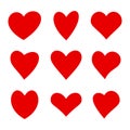 Heart hand drawn different red icons set, collection of hearts Ã¢â¬â vector Royalty Free Stock Photo