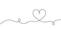 Heart hand drawn. Heart continuous line drawing. Single contour heart love design. Single lineart sketch heart. Symbol love Royalty Free Stock Photo
