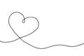 Heart hand drawn. Heart continuous line drawing. Single contour heart for love design. Single lineart sketch heart. Symbol love. S Royalty Free Stock Photo