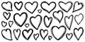 Heart hand drawn valentines doodle love vector set Royalty Free Stock Photo