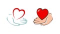 Heart in hand logo. Charity, assistance, donation icon. Vector