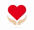 Heart in hand logo or icon