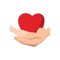 Heart in hands cartoon icon