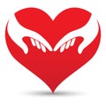 Heart and hands. heart hands logo Royalty Free Stock Photo