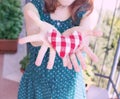 Heart in hands of a little girl Royalty Free Stock Photo