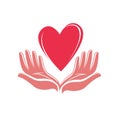 Heart and hands logo. Business icon or symbol vector illustration Royalty Free Stock Photo