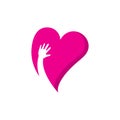 heart hands logo vector for healthy care icon illustration Royalty Free Stock Photo