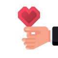 Heart in hands. Vector illustration cartoon design. Royalty Free Stock Photo