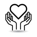 Heart in hands icon