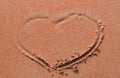 Heart handwrited on sand