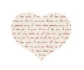 Heart with handwritten text I love you in mixed languages english, french, german, spanish, polish, others . Vintage