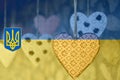 Hanging hearts - Ukraine flag