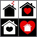 Heart happy family home house love union compassion concept icon logo element vector on white background