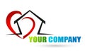 Heart happy family people home house love union compassion concept icon logo element vector on white background