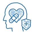 heart and head treatment doodle icon hand drawn illustration