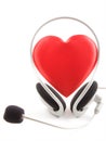 Heart headphones and a microphone Royalty Free Stock Photo