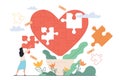 Heart healing therapy after emotional and painful marriage divorce as missing jigsaw puzzle pieces Royalty Free Stock Photo