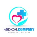 Heart health care medical cross nature logo icon on white background Royalty Free Stock Photo