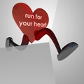 Heart health figure runner black and white background