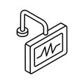 Heart health palpitation monitoring, icon of ecg monitor in isometric design