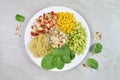 Heart Healthy Fruits, Vegetables and Grains on a Gray Stone Background Royalty Free Stock Photo