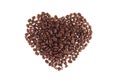 Heart of heap roasted coffee beans isolated on white background. Royalty Free Stock Photo