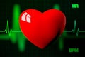 Heart with Heart Rate Graph Background, 3D Rendering Royalty Free Stock Photo