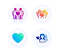 Heart, Hold heart and Friends couple icons set. Woman love sign. Love feelings, Friendship, Romantic people. Vector