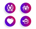 Heart, Hold heart and Friends couple icons set. Woman love sign. Love feelings, Friendship, Romantic people. Vector