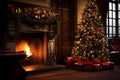 Golden Glow: Christmas Tree by Hearth Celebrating Festive Warmth
