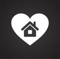 Heart home icon on black background for graphic and web design, Modern simple vector sign. Internet concept. Trendy symbol for Royalty Free Stock Photo