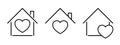 Heart with home shape icons shows messages ``stay home`` or ``stay safe`` - vector