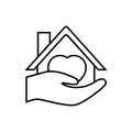 Heart with home vector icon. House with heart illustration sign. beloved home symbol.