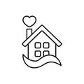 Heart with home vector icon. House with heart illustration sign. beloved home symbol.