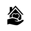 Heart with home vector icon. House with heart illustration sign. beloved home symbol.