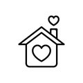 Heart with home vector icon. House with heart illustration sign. beloved home symbol.