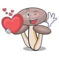 With heart honey agaric mushroom mascot cartoon