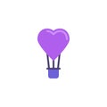 Heart hot air balloon flat icon,