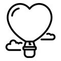Heart hot air balloon icon, outline style Royalty Free Stock Photo